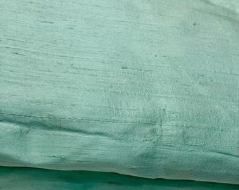Pastel turquoise Green Dupioni Silk Fabric by the Yard Pure Raw Silk for DIY Sewing, Wedding Gowns, Bridesmaid Dresses, Curtains, Upholstery