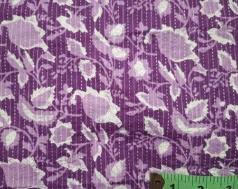 One yard of purple  and white floral printed cotton fabric,cotton fabric for summer dresses,Indian cotton fabric by the yard