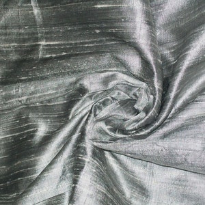 Silver Dupioni Silk Fabric by the Yard Pure Luxury Raw Silk for DIY Sewing, Wedding Gowns, Bridesmaid Dresses, Curtains, Upholstery, Pillows
