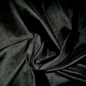 Black Dupioni Silk Fabric by the Yard Pure Luxury Raw Silk for DIY Sewing, Wedding Gowns, Bridesmaid Dresses, Curtains, Upholstery, Pillows
