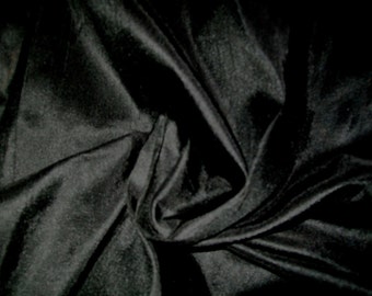 Black Dupioni Silk Fabric by the Yard Pure Luxury Raw Silk for DIY Sewing, Wedding Gowns, Bridesmaid Dresses, Curtains, Upholstery, Pillows