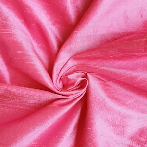 Pink Dupioni Silk Fabric by the Yard Pure Luxury Raw Silk for DIY Sewing, Wedding Gowns, Bridesmaid Dresses, Curtains, Upholstery, Pillows