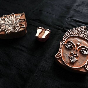 Bargain Lord Buddha Theme Set/ sacred/ nirvana/ Indian block printing stamp/ tjap/ wooden block for printing/ paper fabric printing stamp