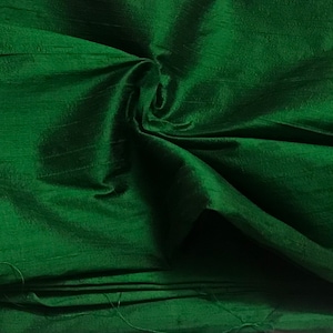 Emerald Green Dupioni Silk Fabric by the Yard Pure Luxury Raw Silk for DIY Sewing, Wedding Gowns, Bridesmaid Dresses, Curtains, Upholstery
