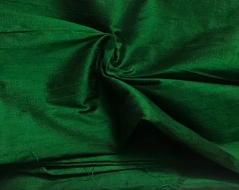 Emerald Green Dupioni Silk Fabric by the Yard Pure Luxury Raw Silk for DIY Sewing, Wedding Gowns, Bridesmaid Dresses, Curtains, Upholstery