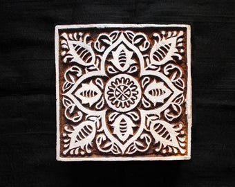 Square Indian block printing stamps/textile pottery stamps/tjap/ hand carved wooden block for printing/ paper and fabric printing stamp