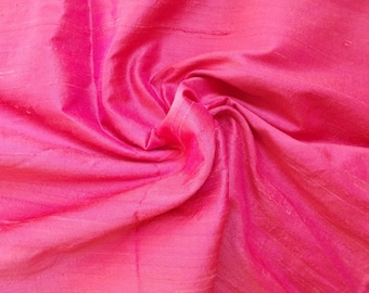 One yard of French rose pink 100% pure dupioni silk/raw silk fabric /pure silk fat quarter