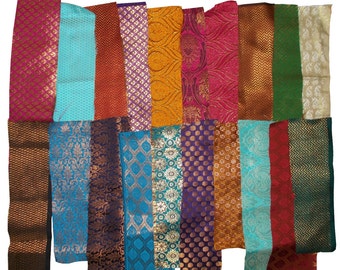 Indian Brocade Scrap Bundle /Two dozen brocade scraps (24 pieces)/Craft bundle/DIY/scrap stack/scrapbooking