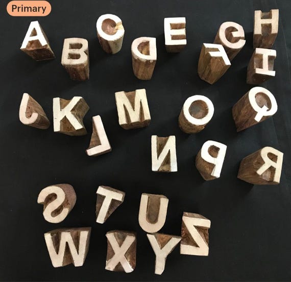アンティーク　スタンプ　アルファベット　英字　プリンターブロック　木製 手作りの英語アルファベットブロック印刷スタンプの完全セット／印刷用