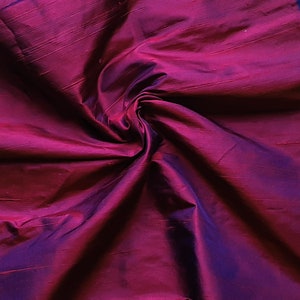 Half  yard of 100% pure dupioni silk in dual tones of burgundy with blue /raw silk fabric/dress fabric/silk fabric