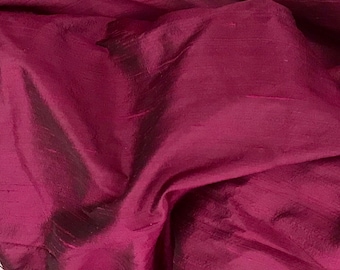 Burgundy Wine Dupioni Silk Fabric by the Yard Pure Luxury Raw Silk for DIY Sewing, Wedding Gowns, Bridesmaid Dresses, Curtains, Upholstery