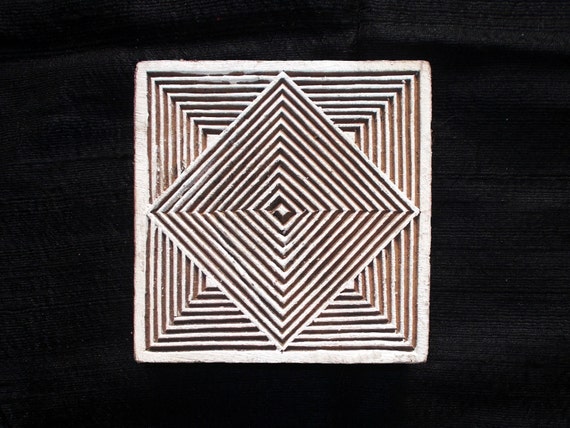 Square Indian block printing stamps/ textile pottery stamp/tjap/hand carved wooden block for printing/ paper and fabric printing stamp