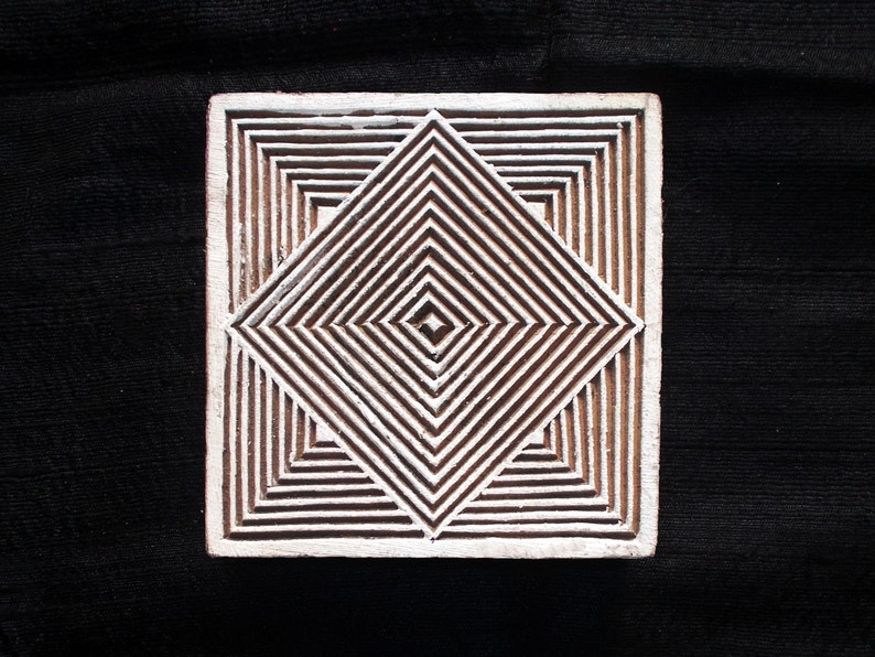 Vierkante Indiase blokdrukstempels/textielaardewerkstempel/tjap/handgesneden houten blok om af te drukken/papier en stofdrukstempel afbeelding 1