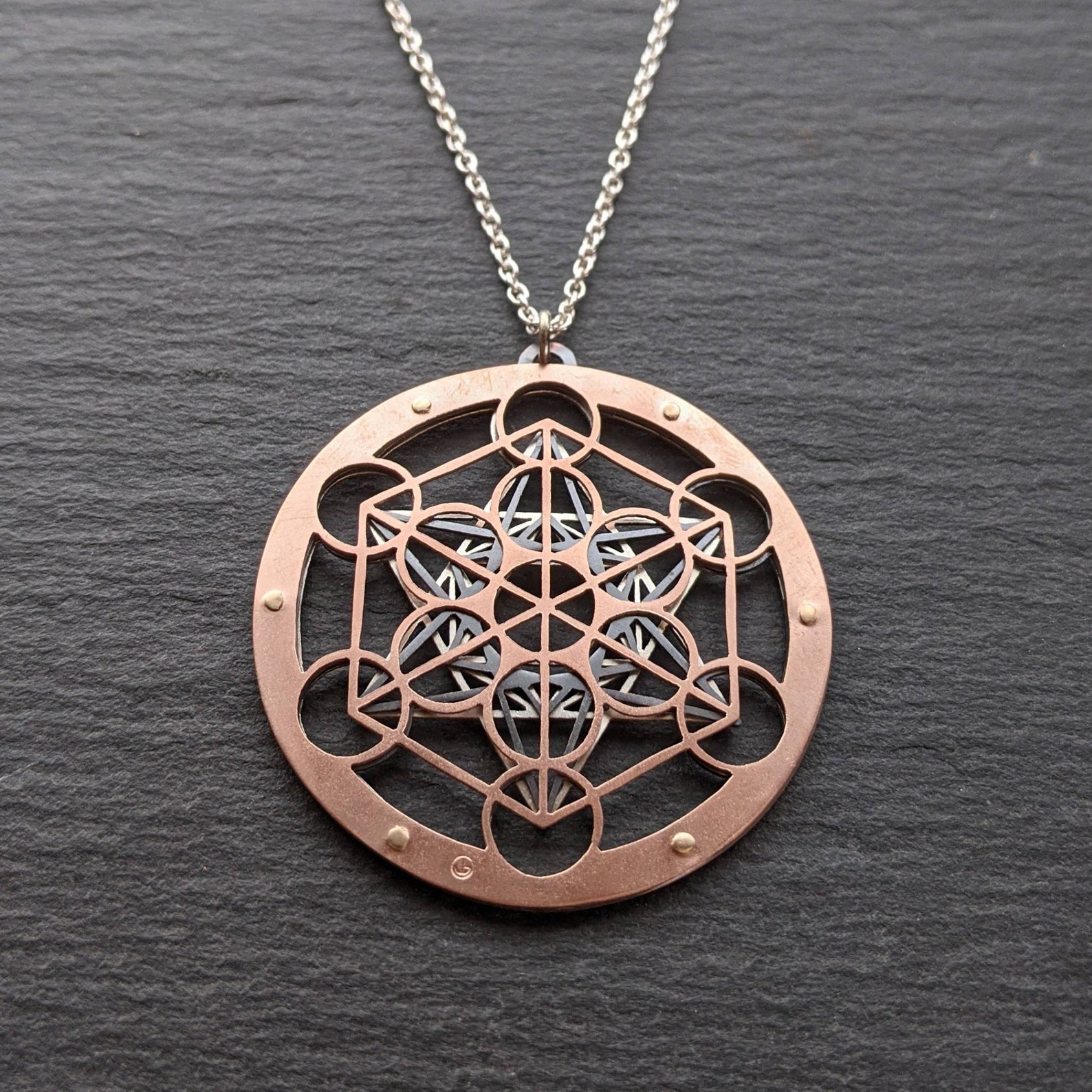 Metatron's Cube Pendant triple layer sterling silver Etsy
