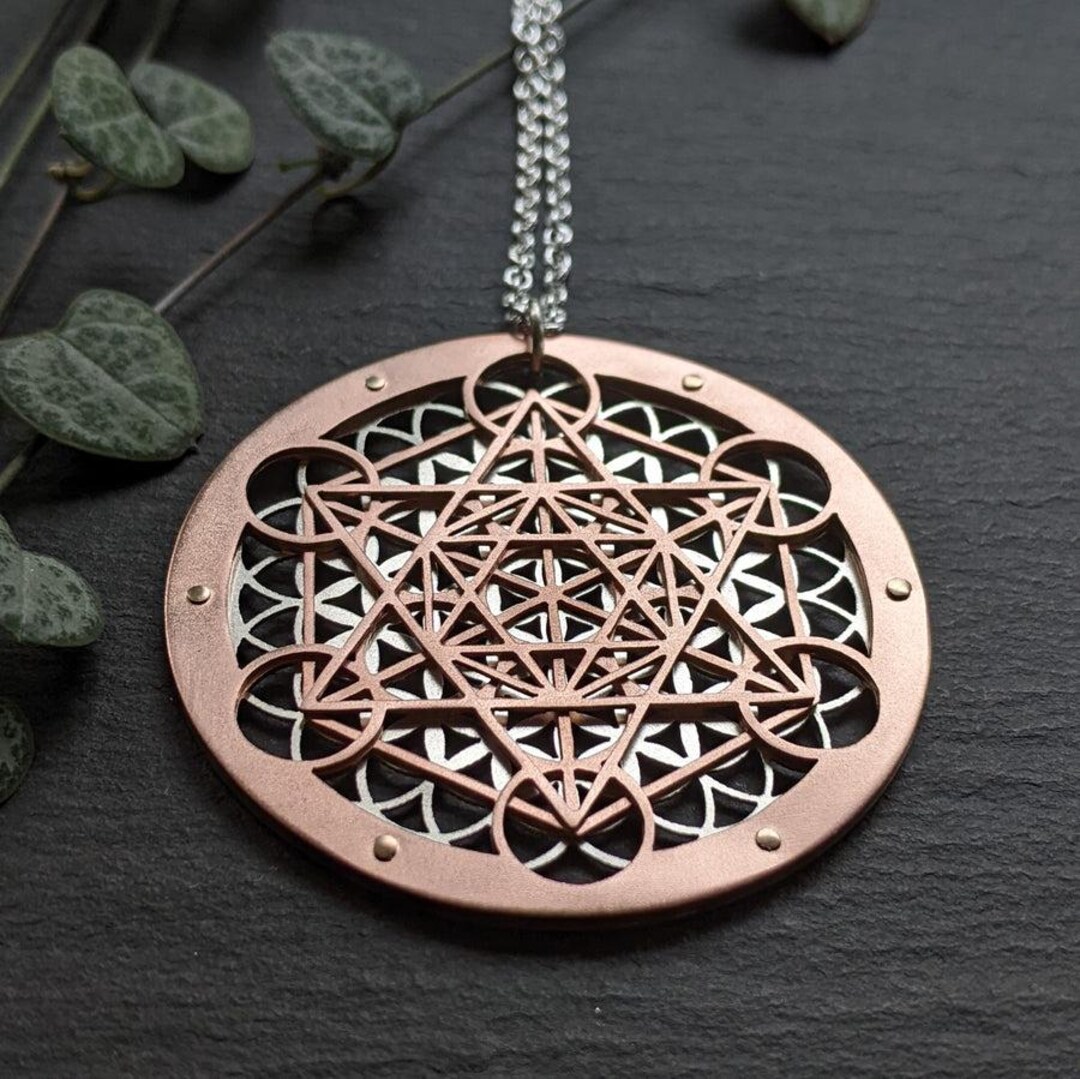 Metatron's Cube Flower of Life Pendant - Etsy
