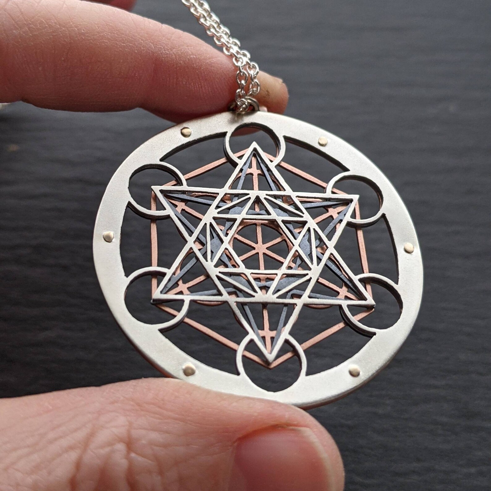 Metatron's Cube Pendant triple layer sterling silver Etsy