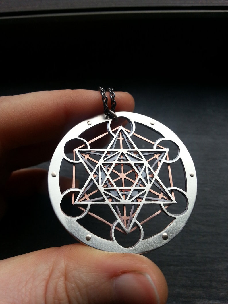 Metatron's Cube Pendant triple layer sterling silver Etsy