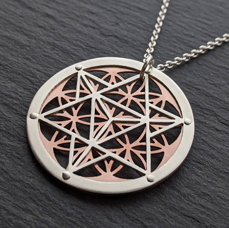 Star Tetrahedron and Flower of Life Pendant Silver and Etsy