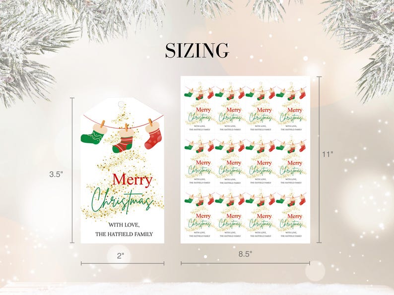 Christmas Gift Tags Template Editable and Instant Printable Templates