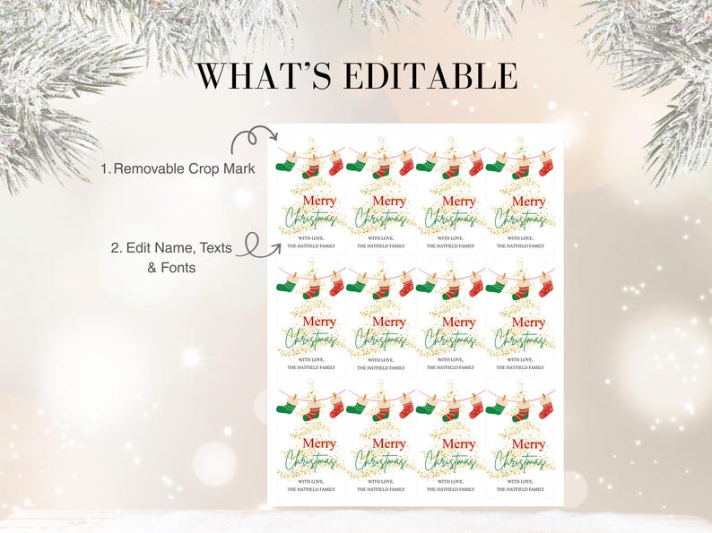 Christmas Gift Tags Template Editable and Instant Printable Templates