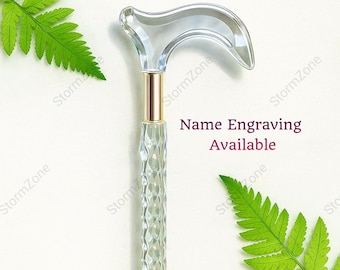 Handmade Acrylic Walking Cane | Transparent Colorful Cane | Clear Stylish Walking Stick | Luxury Cane for Men & Women | Best Gift for Senior