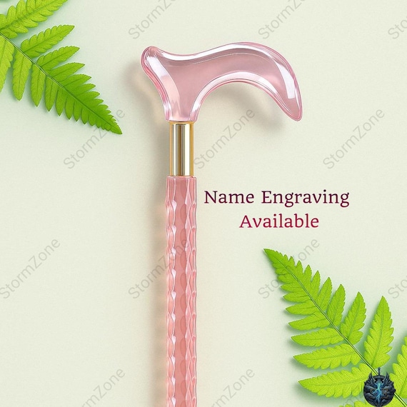 Acrylic Walking Cane Transparent Baby Pink | Stylish Clear Cane for Men & Women | Handmade Support Stick