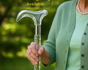 Transparent Crystal Clear Acrylic Walking Cane for Men & Women | Stylish Walking Stick, Luxury Support Cane, Handmade Gift for Daily Support