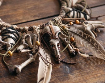 Collar de calavera de cuervo, joyería de bruja vikinga y chamán, accesorio tribal nórdico, tótem ritual
