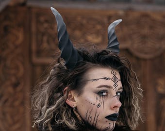 Cuernos espirales de dragón para disfraces de cosplay, tocado de cuernos de demonio, accesorio de disfraz de fantasía impreso en 3D, accesorios para LARP.