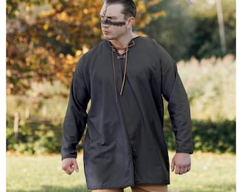 Conjunto de túnica de lino vikinga y pantalones medievales para hombre, atuendo histórico para LARP, disfraz celta hecho a mano, camisa vikinga para hombre.