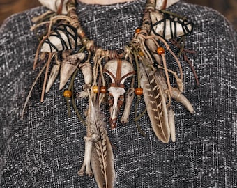 Collar de cuervo protector, colgante de asta vikinga, joyería chamánica