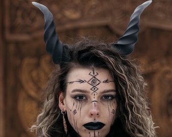 Cuernos de cabra, cuernos de cosplay impresos en 3D, cuernos de demonio realistas, bastón de druida