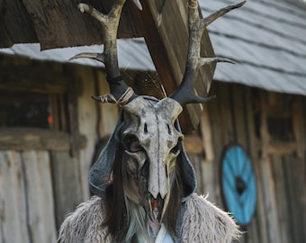 Máscara de cráneo de ciervo Wendigo con runa, máscara de asta, máscara de hueso, LARP, cosplay medieval, accesorio de terror, casco de brujo, atuendo de chamán
