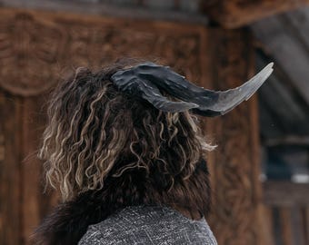 Cuernos de cabra, cuernos de fantasía oscura impresos en 3D, disfraz de druida para cosplay, diadema de cuernos