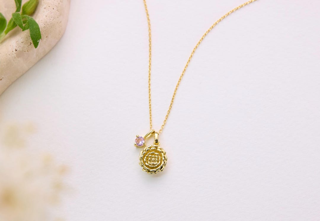 October Birth Items Marigold Birth Flower Necklace • October Birth Month Flower • Rose ...