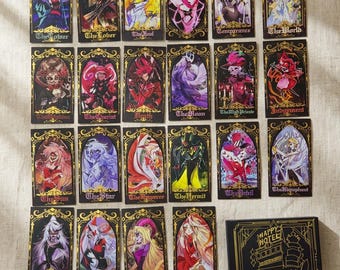 Hazbin Hotel Tarotkortset | Guldfolierad Hell's Denizens Stora Arcana-lek | Unikt samlarobjekt för fankonst | Gåva till Hazbin-fans