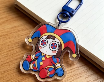 Den fantastiska digitala cirkusen akrylnyckelringen, Chibi Pomni-nyckelring, Pomni-telefonberlock