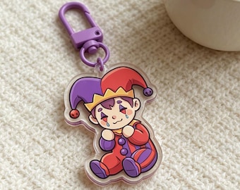 Tomodachi Life: Att leva drömmen Akrylberlocker, Hugh Morris nyckelringar, Hugh Morris inspirerad Jester Clown nyckelring