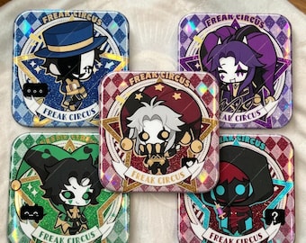 The Freak Circus Glitter Pins Set | 5-delade Chibi Bag Charms för fans och samlare