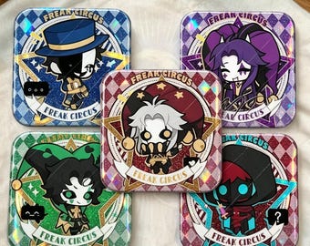 Zestaw brokatowych przypinek „The Freak Circus” | 5-częściowy zestaw zawieszek do torebek w stylu chibi dla fanów i kolekcjonerów