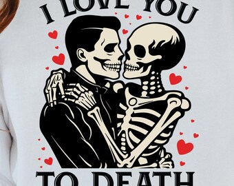 Skeleton Couple PNG – Gothic Love, Dark Romance Art (Digital Download)