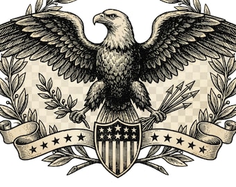America 250 Eagle Emblem PNG | Vintage Patriotic Design | 300 DPI Transparent