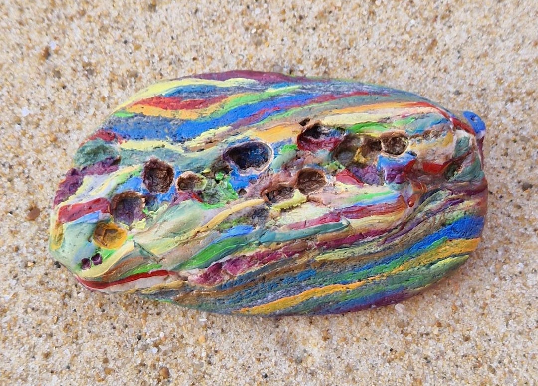 Hand Painted Rainbow Layer Stone Mediterranean Abstract - Etsy