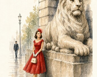 The Left Lion Nottingham Print | Vintage Landmark Wall Art | Nottingham Gift