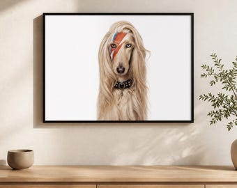 Ziggy Afghan Printable Wall Art | Music-Inspired Dog Portrait | Digital Download
