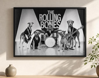 Rolling Bones Printable Wall Art | Music-Inspired Pet Portrait | Digital Download