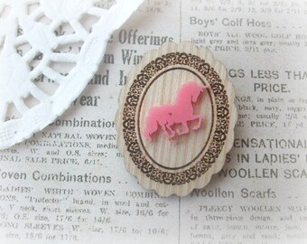 Wooden Frame with Pink Unicorn Brooch