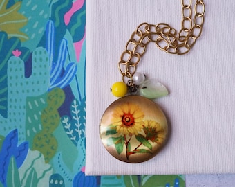 Brass Sunflower Locket