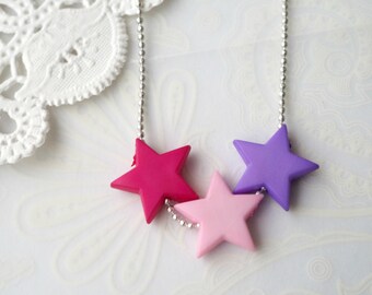 Pastel Pink & Purple Star Necklace