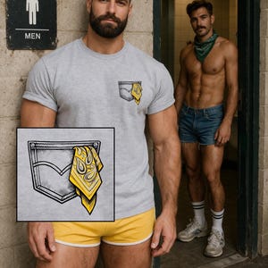 Geel Hanky Code gay reverslogo T-shirt met korte mouwen